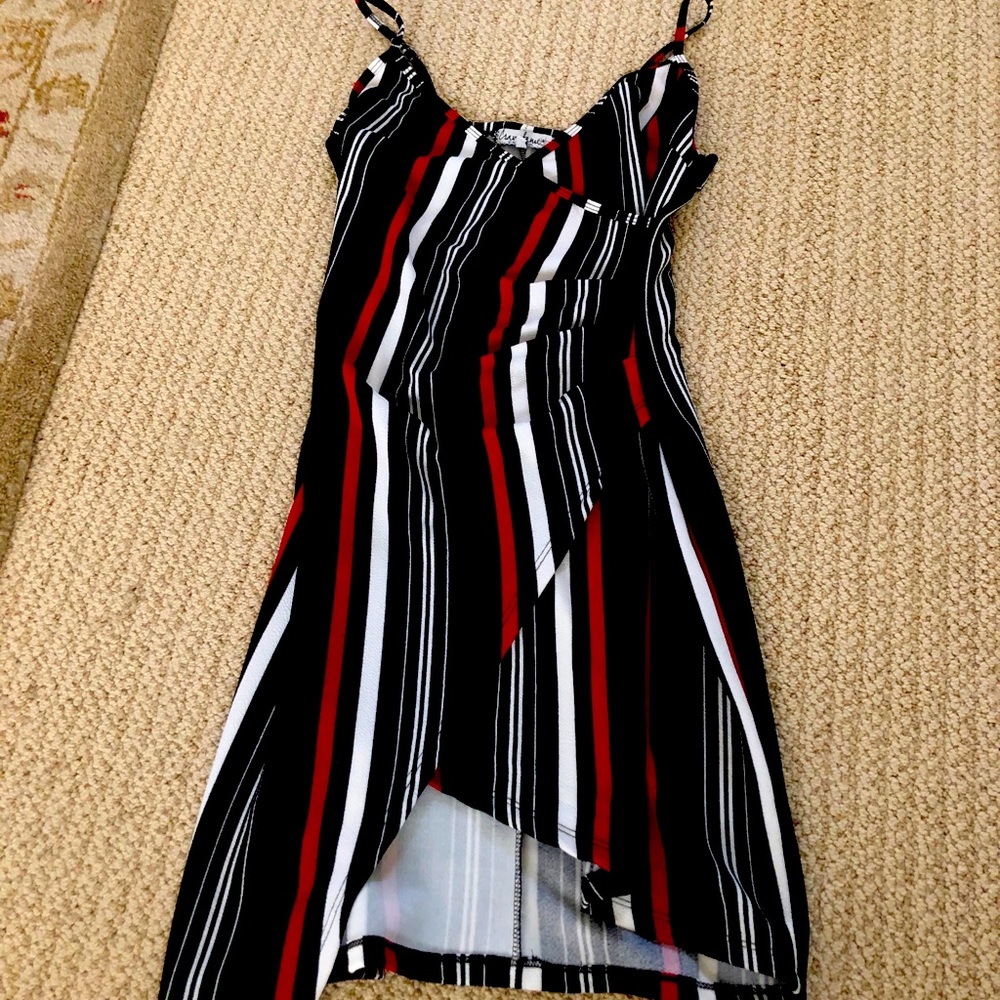 Asymmetrical striped dress